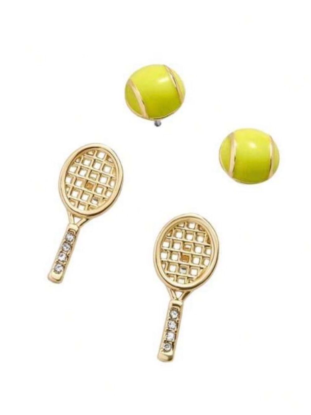 Tennis Racket and Ball Stud Earring Set A2123 - Picture 1 of 2